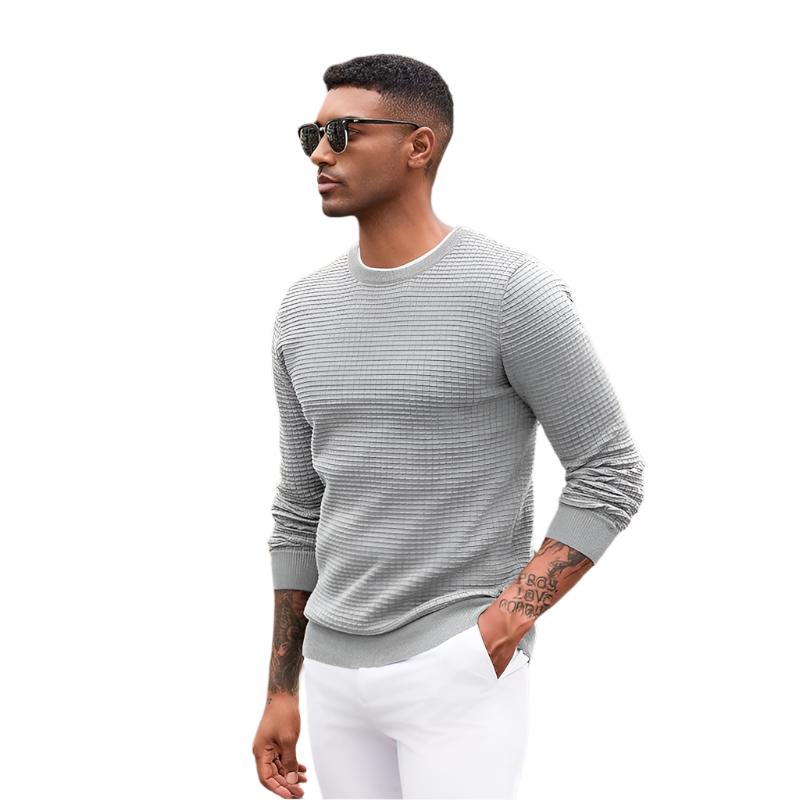 Fall Sweater Waffle Knit Crewneck Pullover Lightweight Long Sleeve