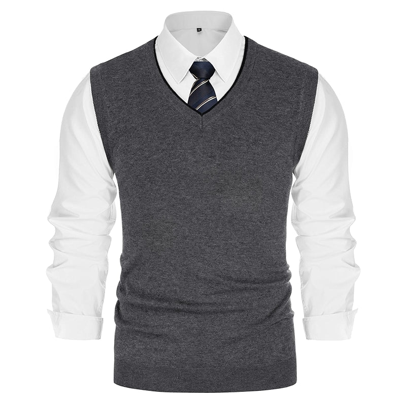 Sweater Vest Wool Blended Knitted V Neck Sleeveless Pullover