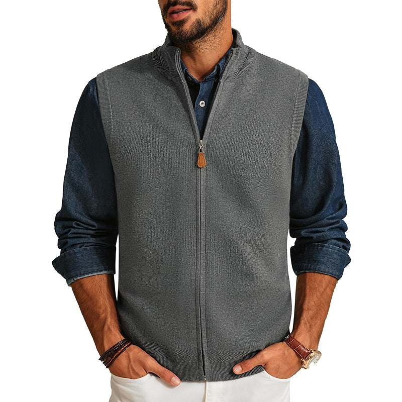 Knitted Sweater Vest Casual Stand Collar