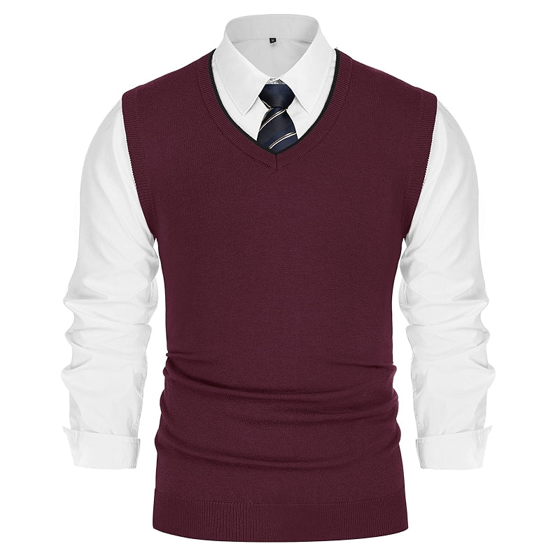 Sweater Vest Wool Blended Knitted V Neck Sleeveless Pullover