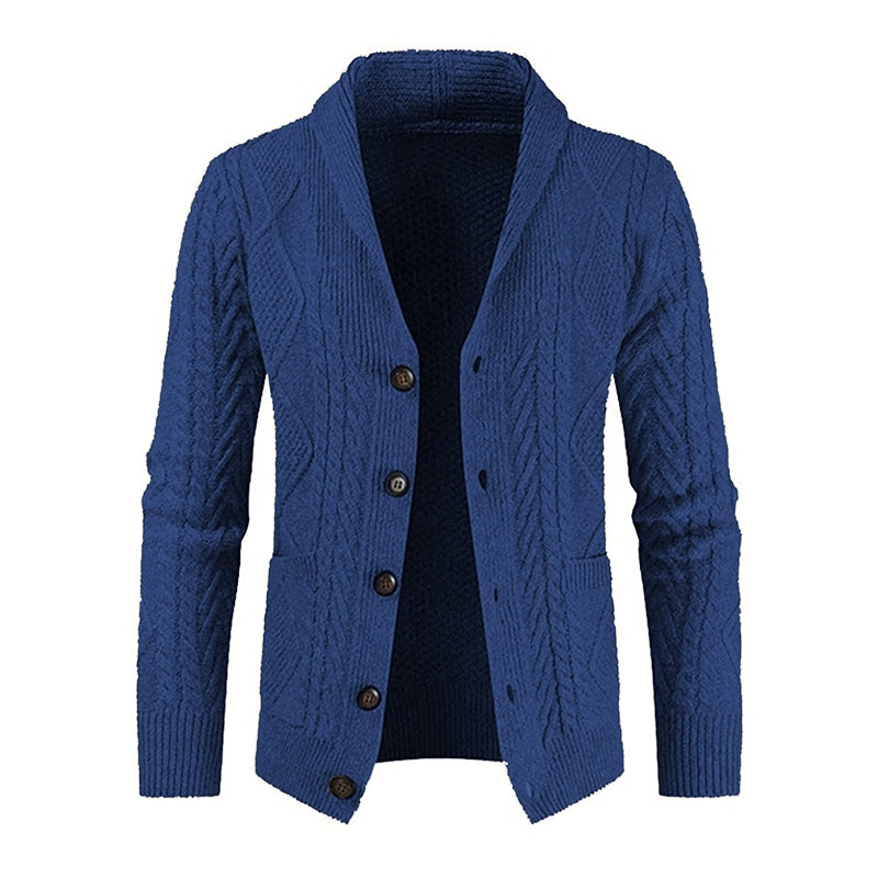 Casual Long Sleeve Shawl Collar Cardigan Sweater With Pockets