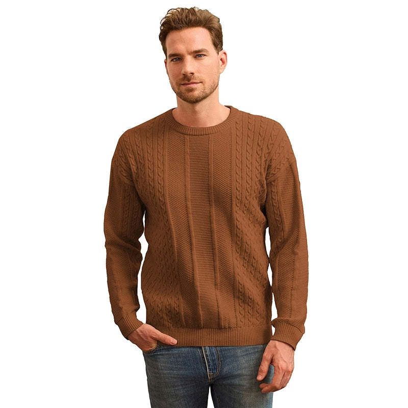 Classic Crewneck Pullover Sweater With Ribbing Edge