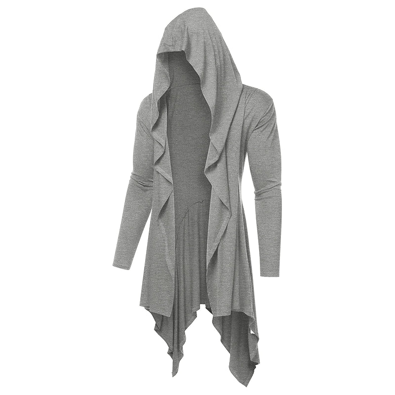 Long Hooded Cardigan Drape Cape Overcoat With Pockets