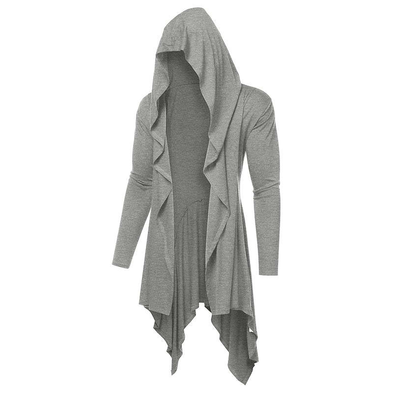 Long Hooded Cardigan Drape Cape Overcoat With Pockets