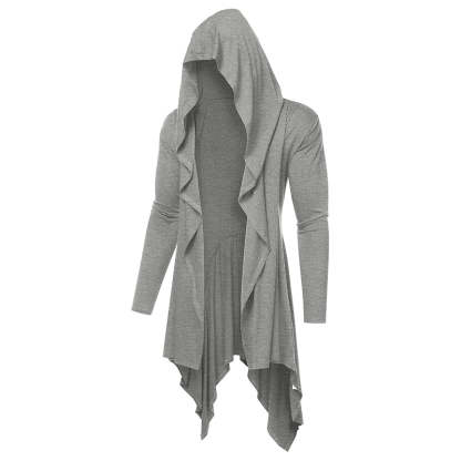 Long Hooded Cardigan Drape Cape Overcoat With Pockets