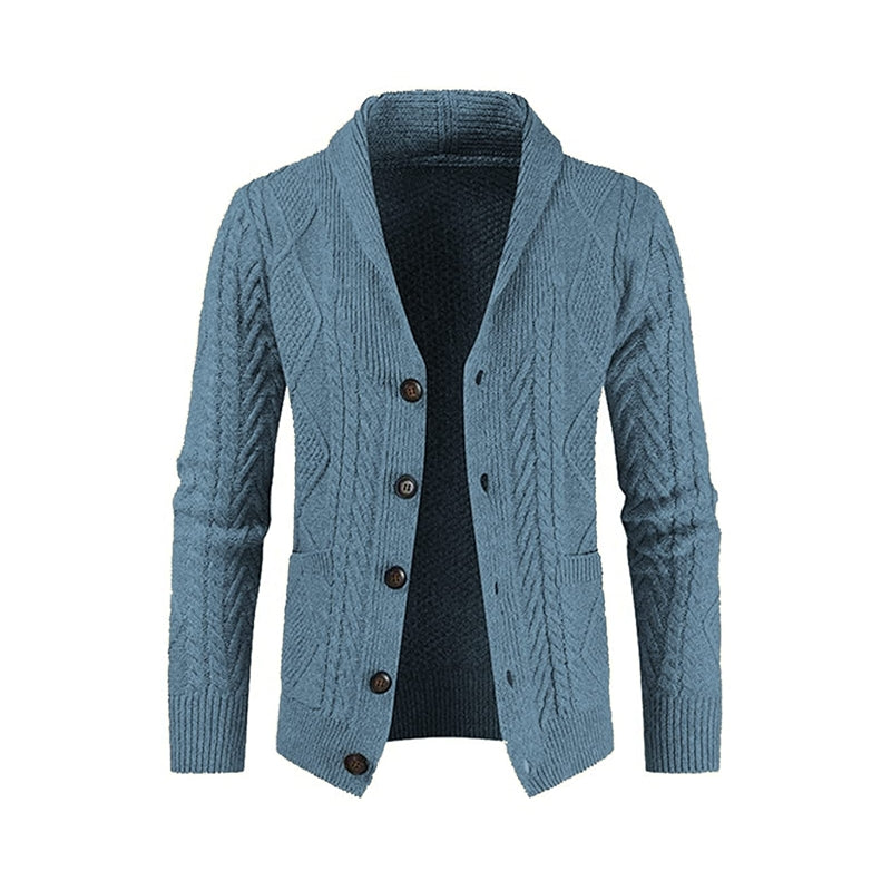 Casual Long Sleeve Shawl Collar Cardigan Sweater With Pockets