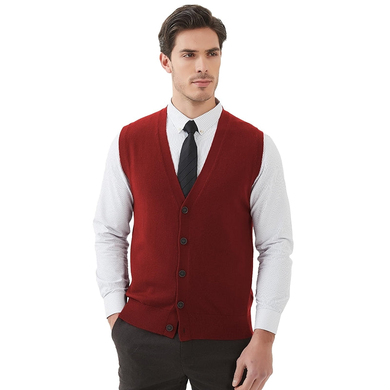 Kallspin Sweater Vest Wool Blend V Neck Button Sleeveless Cardigan