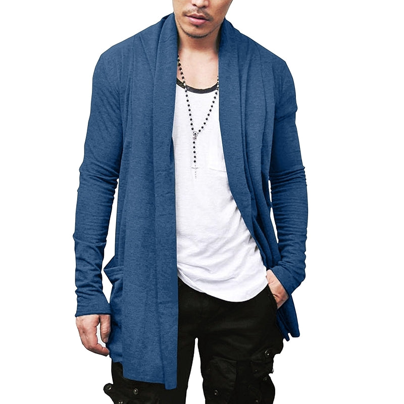 Ruffle Shawl Collar Cardigan Open Front Lightweight Drape Cape