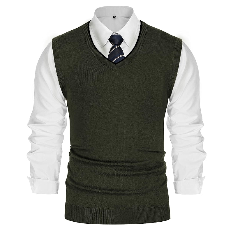 Sweater Vest Wool Blended Knitted V Neck Sleeveless Pullover