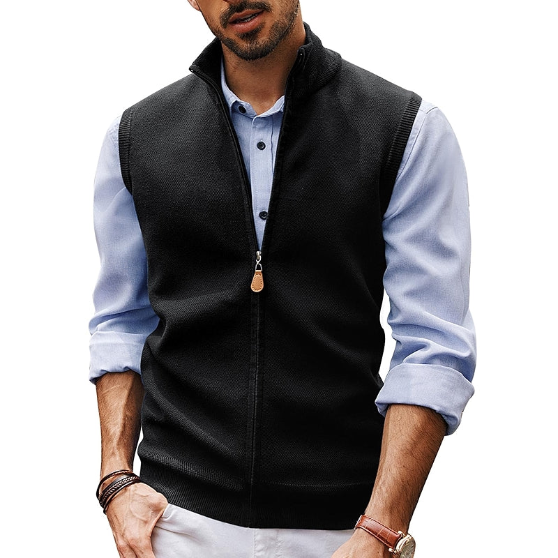 Knitted Sweater Vest Casual Stand Collar