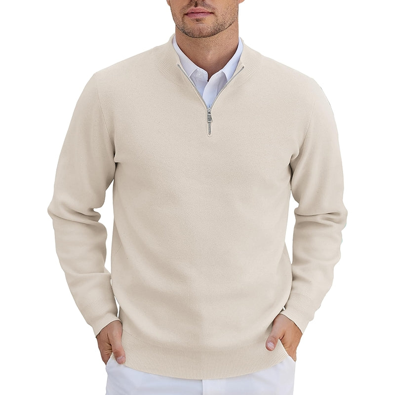 Quarter Zip Pullover Slim Fit Lightweight Knit Sweater