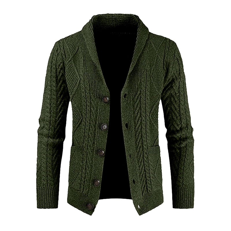 Casual Long Sleeve Shawl Collar Cardigan Sweater With Pockets
