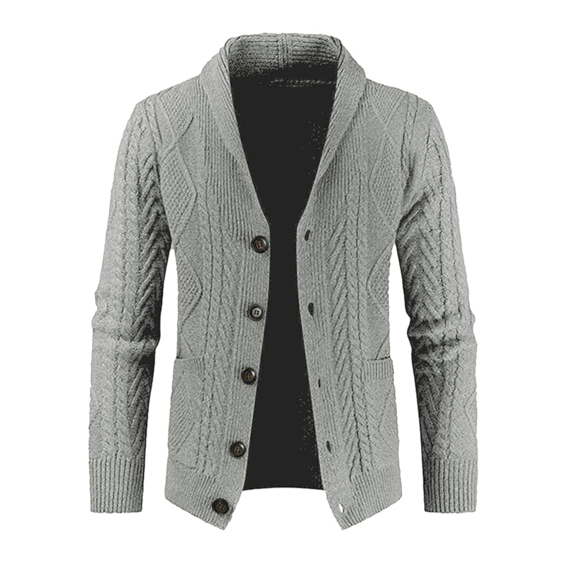 Casual Long Sleeve Shawl Collar Cardigan Sweater With Pockets