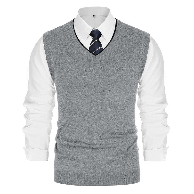 Sweater Vest Wool Blended Knitted V Neck Sleeveless Pullover