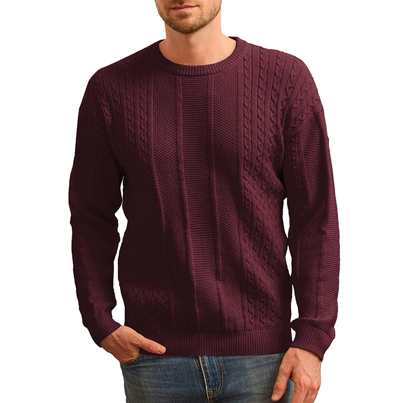 Classic Crewneck Pullover Sweater With Ribbing Edge