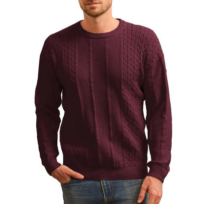 Classic Crewneck Pullover Sweater With Ribbing Edge