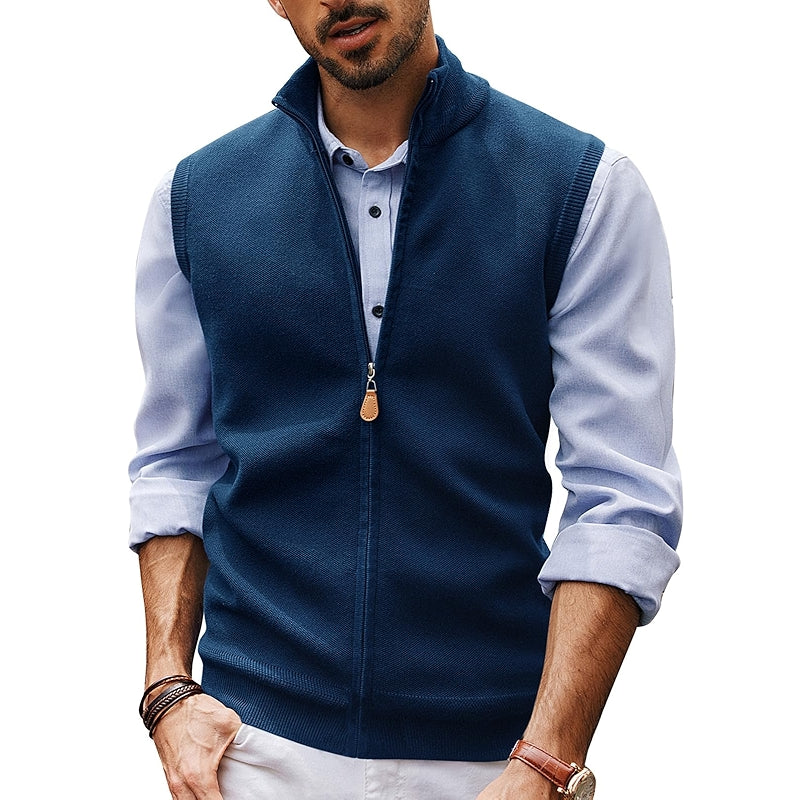 Knitted Sweater Vest Casual Stand Collar