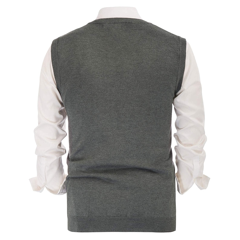 Soft Argyle Sweater Vest Slim Fit V Neck Knitted Pullover Vest