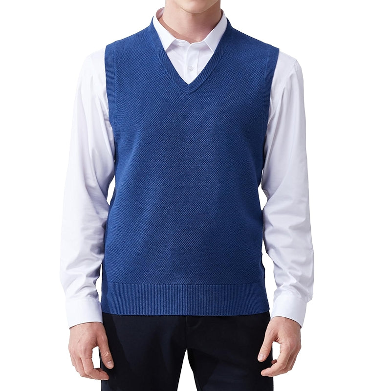 V-Neck Sleeveless Pullover Sweater Slim Fit Casual Vest