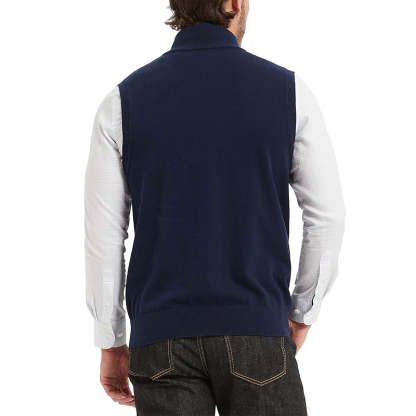 Cotton Quarter Zipper Sweater Vest V Neck Lightweight Sleeveless