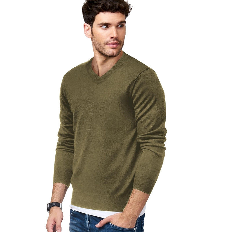 V Neck Dress Sweater Long Sleeve Slim Fit Fashion Pullover Sweater