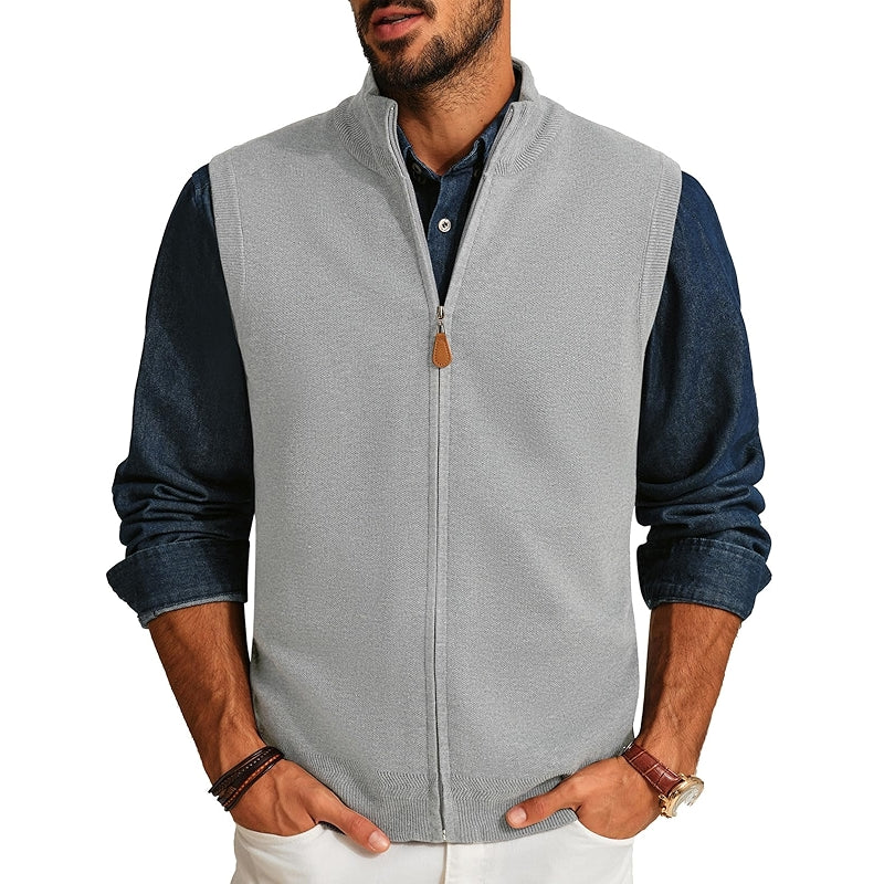 Knitted Sweater Vest Casual Stand Collar