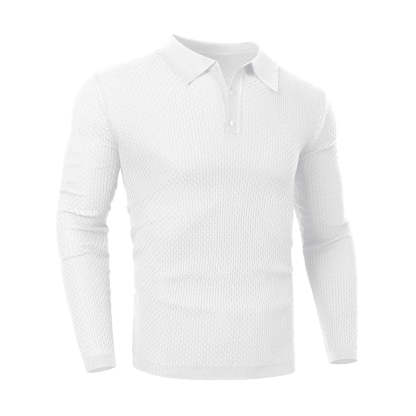 Long Sleeve Knit Polo Shirt Muscle Fit V Neck Lightweight Sweater