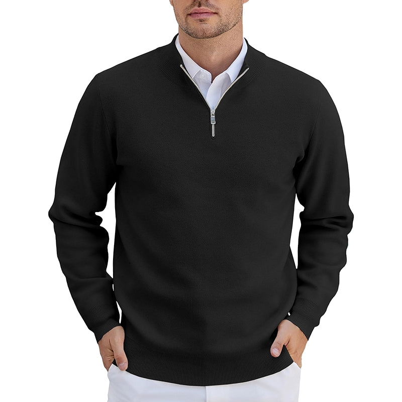 Quarter Zip Pullover Slim Fit Lightweight Knit Sweater