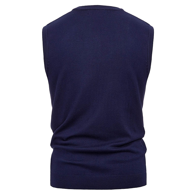 Soft Argyle Sweater Vest Slim Fit V Neck Knitted Pullover Vest