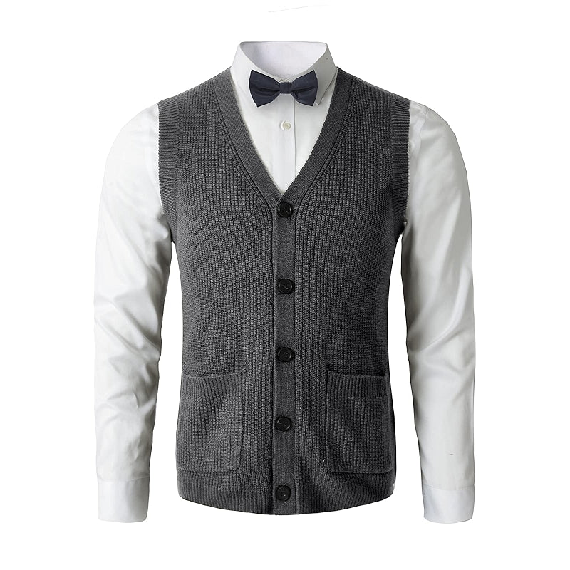 Sweater Vest V Neck Sleeveless Knitted Cardigan