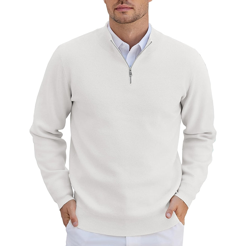 Quarter Zip Pullover Slim Fit Lightweight Knit Sweater