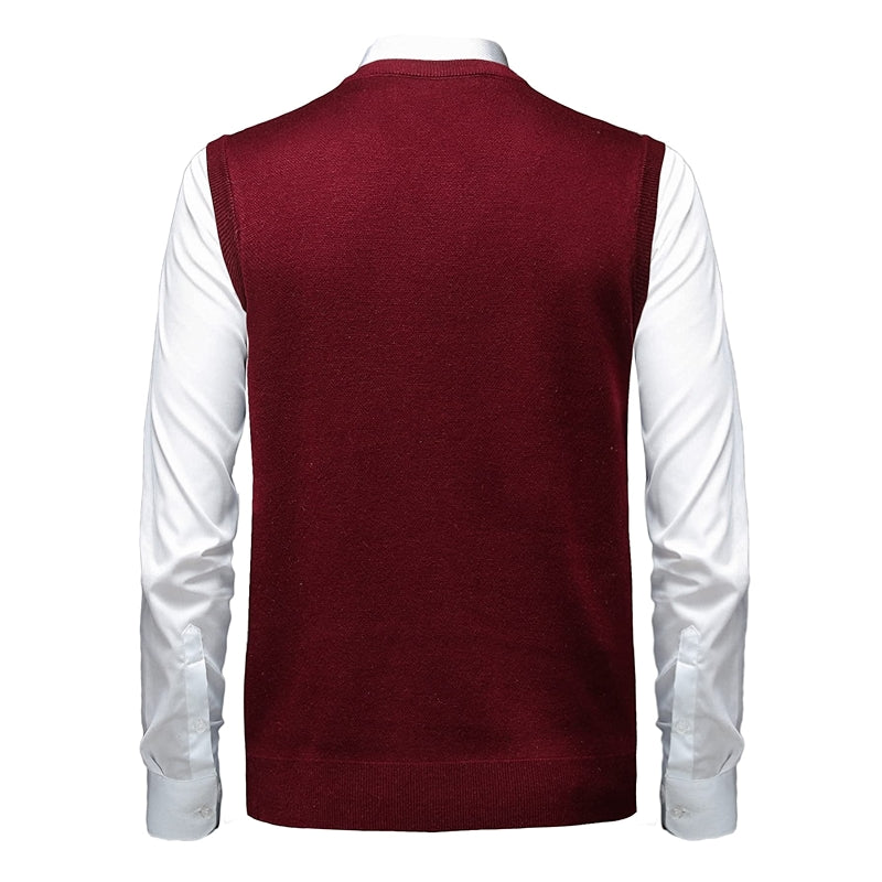 Thick Argyle Sweater Vest Classic V Neck Knitwear Sleeveless Pullover