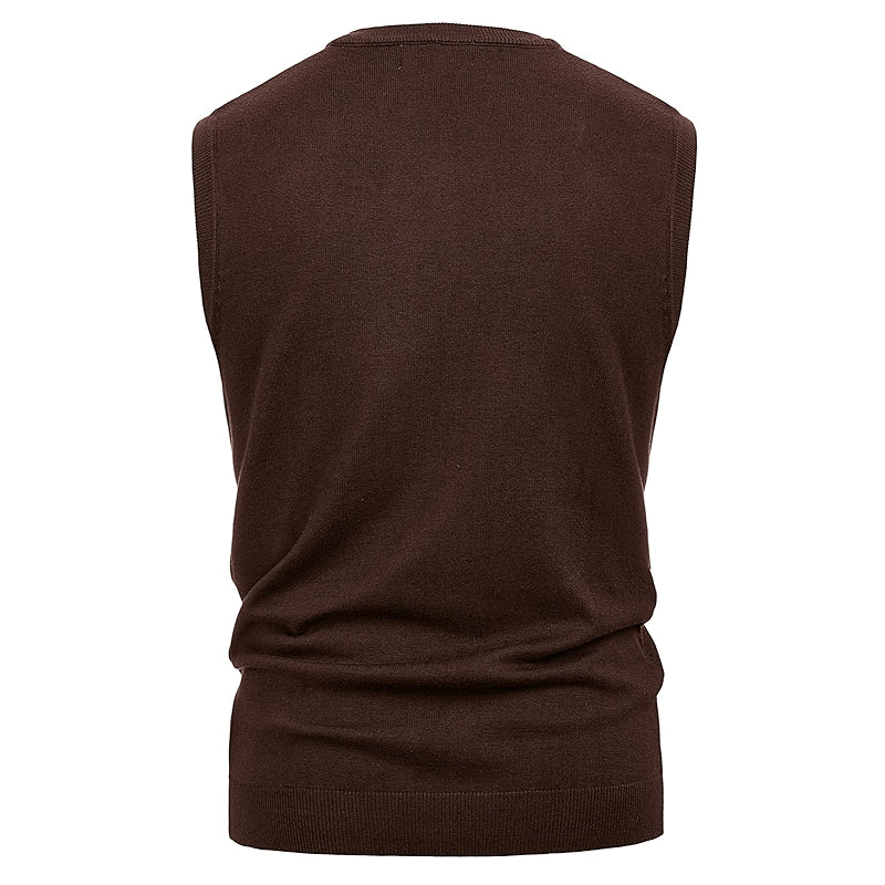 Soft Argyle Sweater Vest Slim Fit V Neck Knitted Pullover Vest