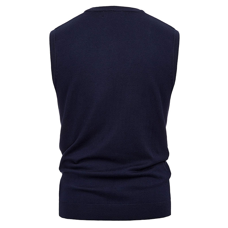 Soft Argyle Sweater Vest Slim Fit V Neck Knitted Pullover Vest