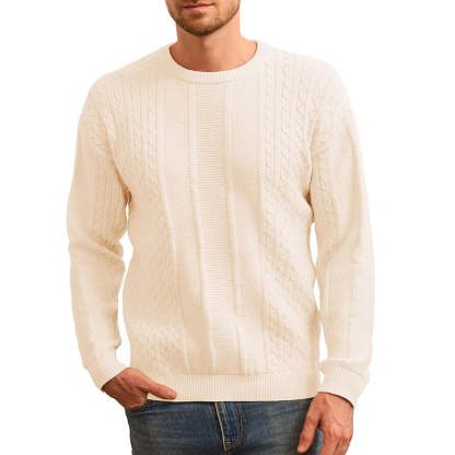 Classic Crewneck Pullover Sweater With Ribbing Edge