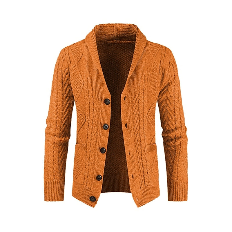 Casual Long Sleeve Shawl Collar Cardigan Sweater With Pockets