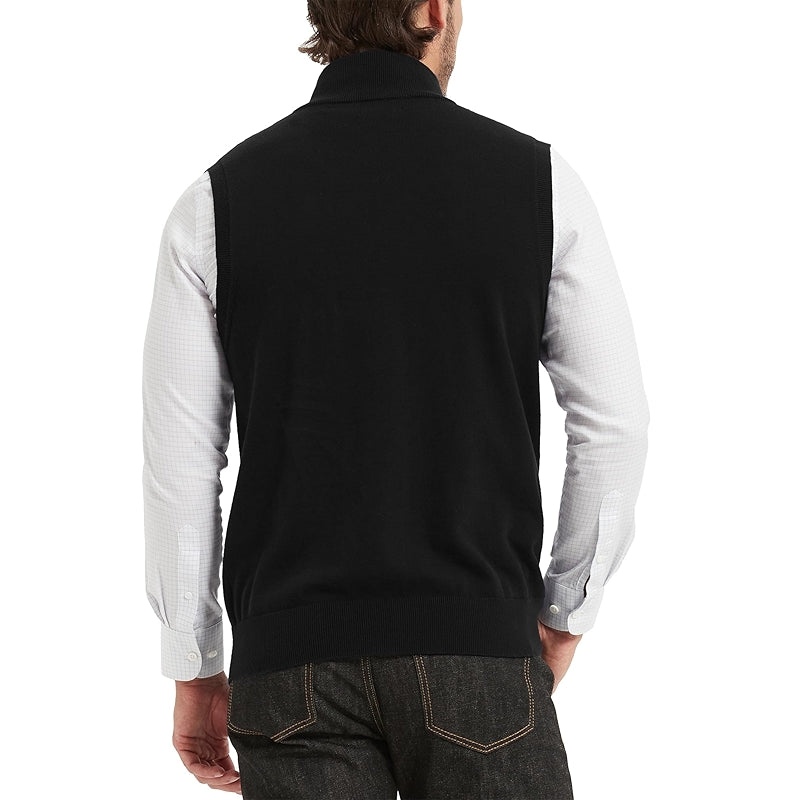 Cotton Quarter Zipper Sweater Vest V Neck Lightweight Sleeveless
