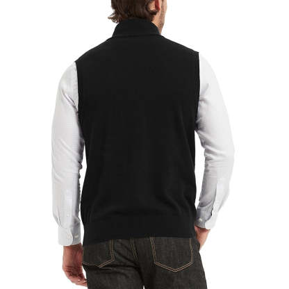 Cotton Quarter Zipper Sweater Vest V Neck Lightweight Sleeveless