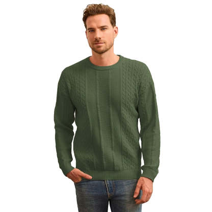 Classic Crewneck Pullover Sweater With Ribbing Edge