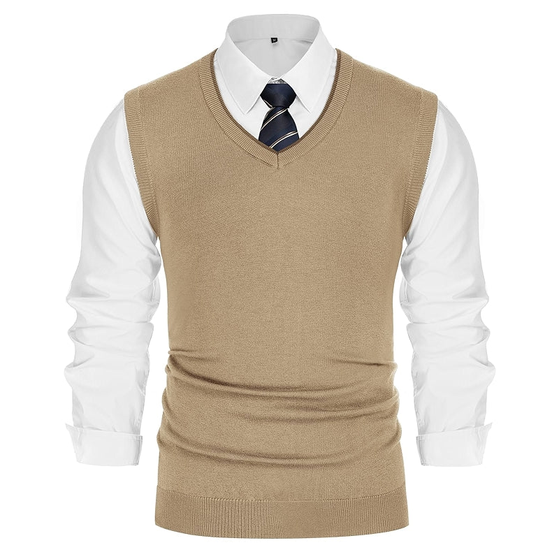 Sweater Vest Wool Blended Knitted V Neck Sleeveless Pullover