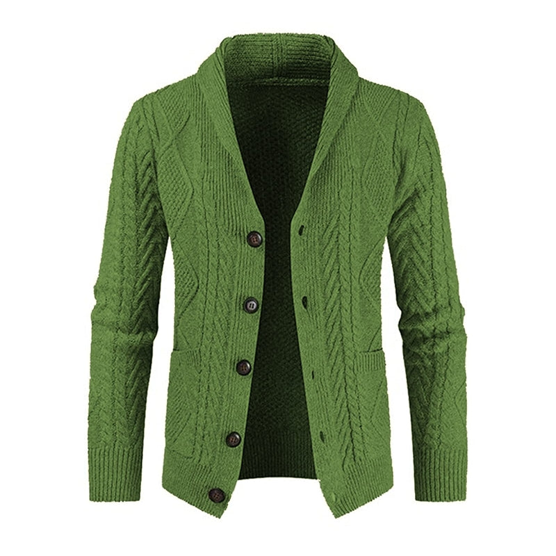 Casual Long Sleeve Shawl Collar Cardigan Sweater With Pockets