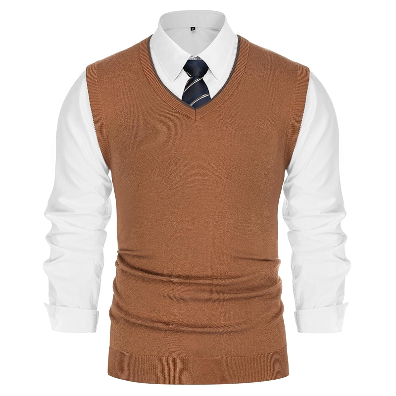 Sweater Vest Wool Blended Knitted V Neck Sleeveless Pullover