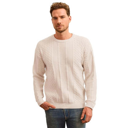 Classic Crewneck Pullover Sweater With Ribbing Edge