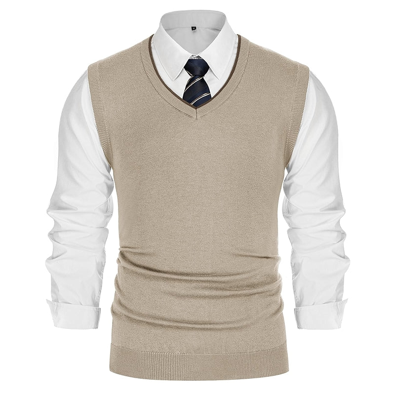 Sweater Vest Wool Blended Knitted V Neck Sleeveless Pullover