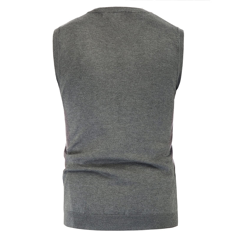 Soft Argyle Sweater Vest Slim Fit V Neck Knitted Pullover Vest