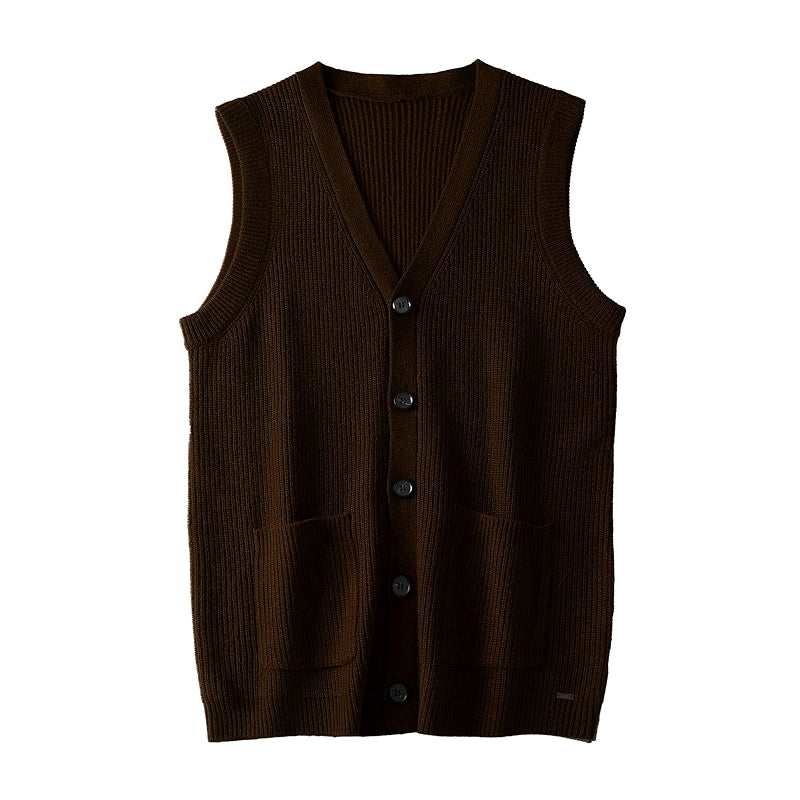 Sweater Vest V Neck Sleeveless Knitted Cardigan