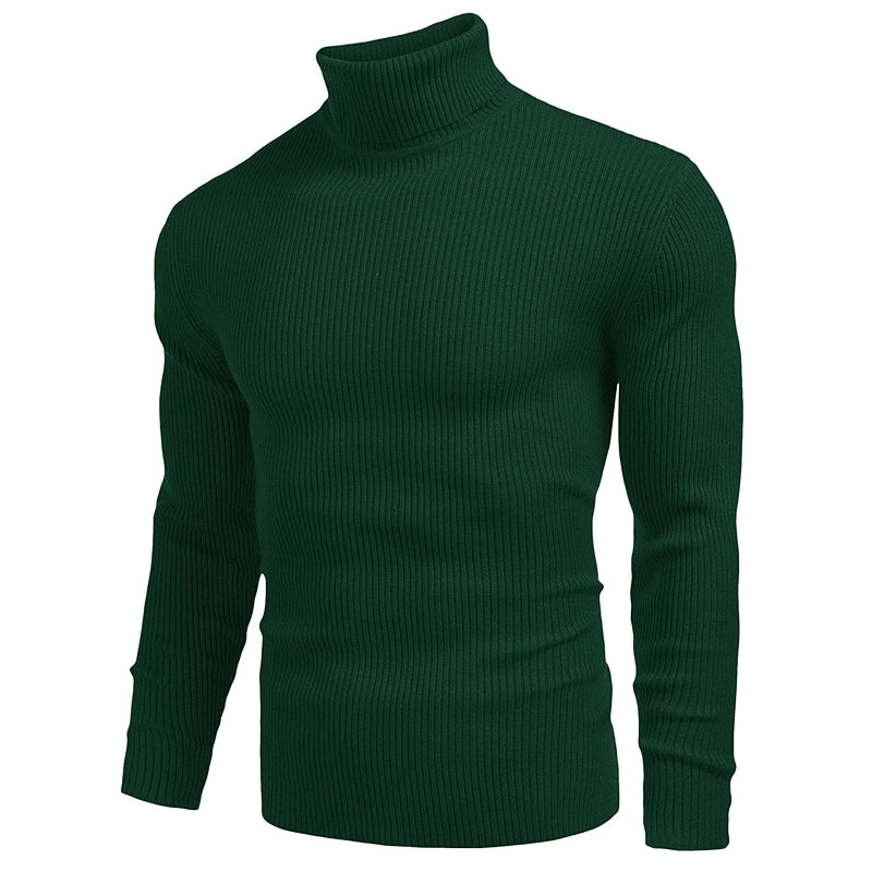 Ribbed Slim Fit Knitted Pullover Casual Turtleneck Sweater