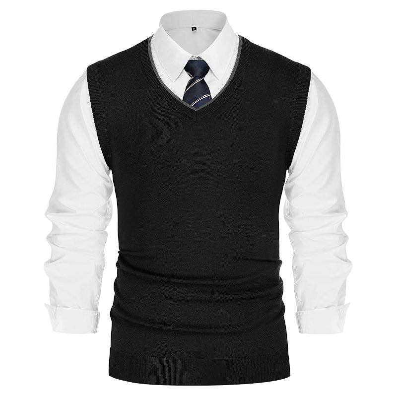 Sweater Vest Wool Blended Knitted V Neck Sleeveless Pullover