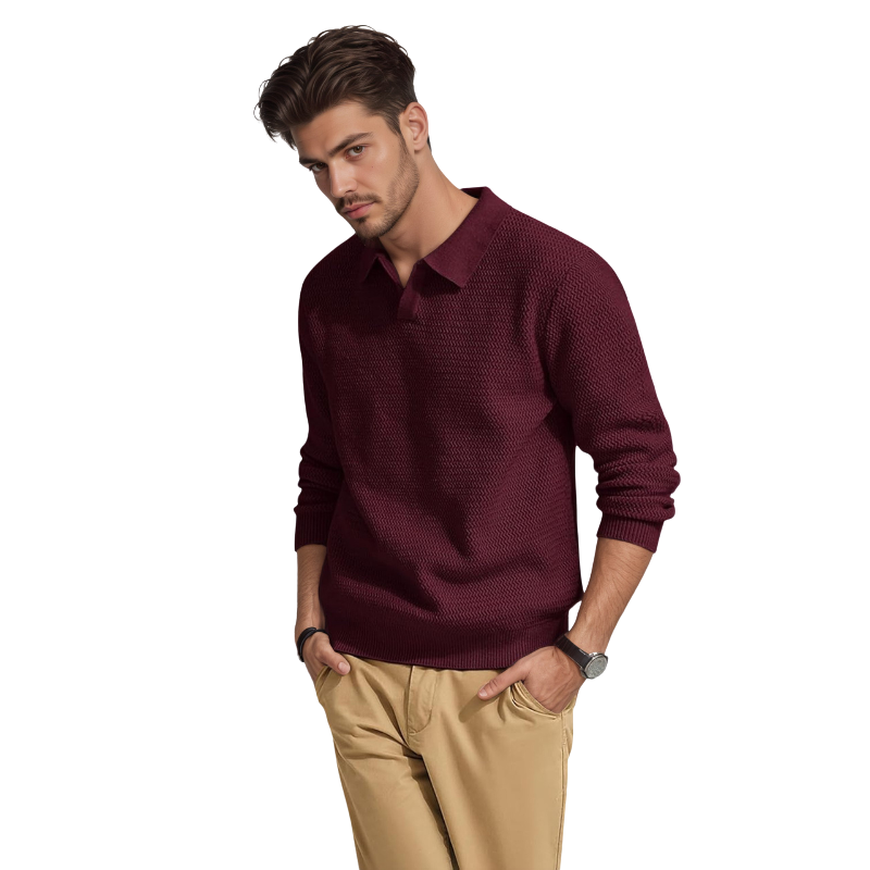 Textured V Style Long Sleeve Pullover