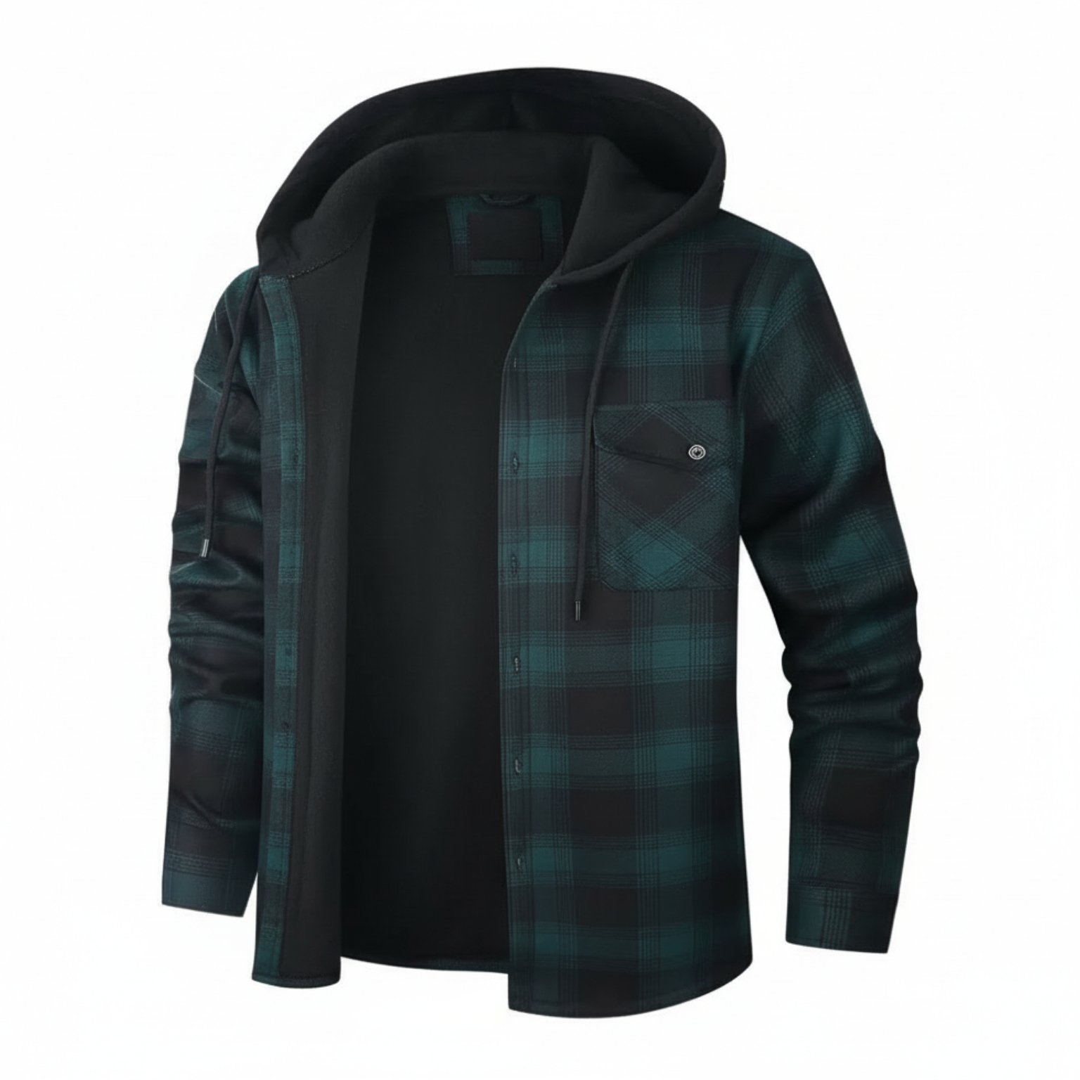 Thermal Flannel Plaid Winter Jacket With Pockets For Men